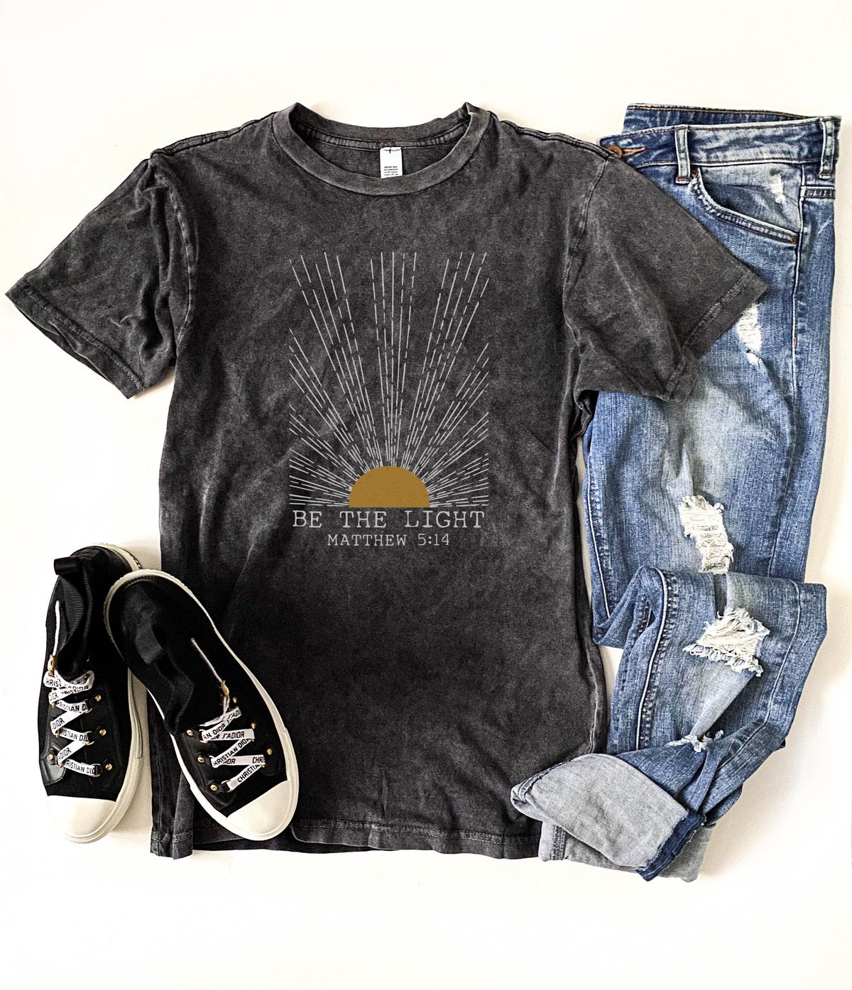 Be the light vintage wash tee faith based Lane seven