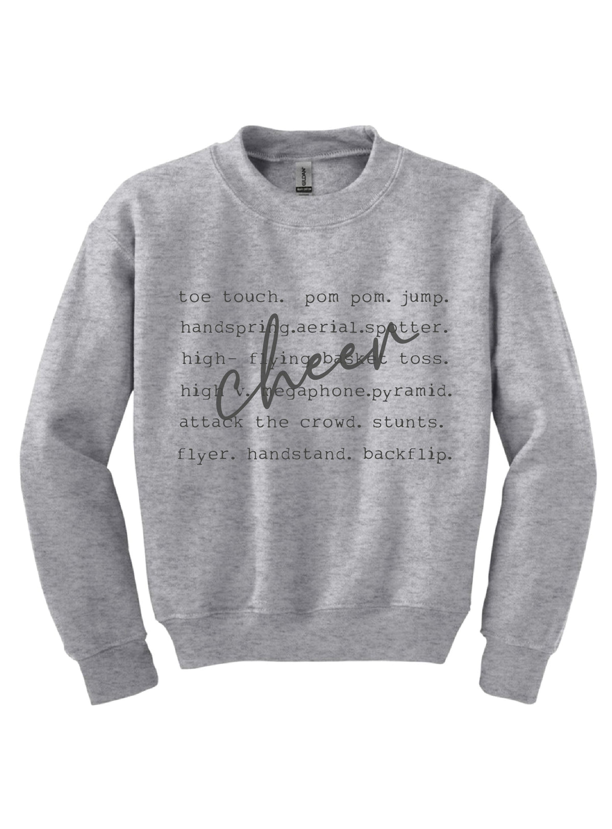 Cheer words youth sweatshirt Sports collection Gildan 18000B youth fleece