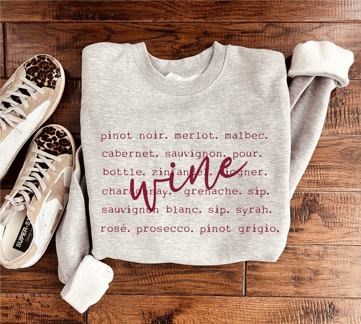 Wine words basic sweatshirt Sports collection, weight lifting, fitness Gildan 18000 sweatshirt