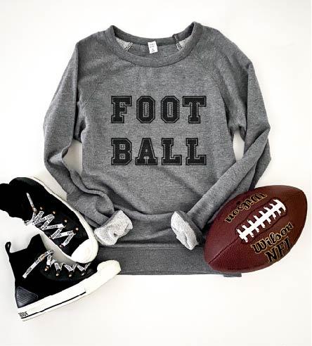 Football french terry raglan Short sleeve football tee Bella Canvas 3005 heather stone