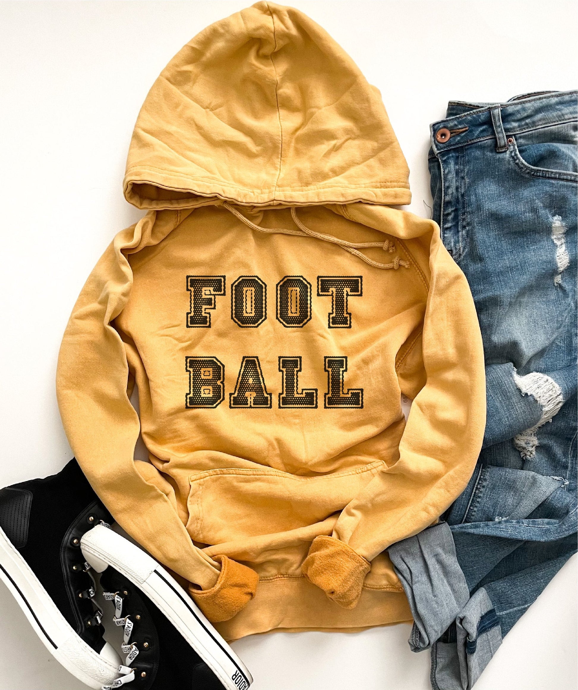 Football unisex vintage wash hoodie Football hoodie Lane Seven vintage hoodie XS Vintage mustard