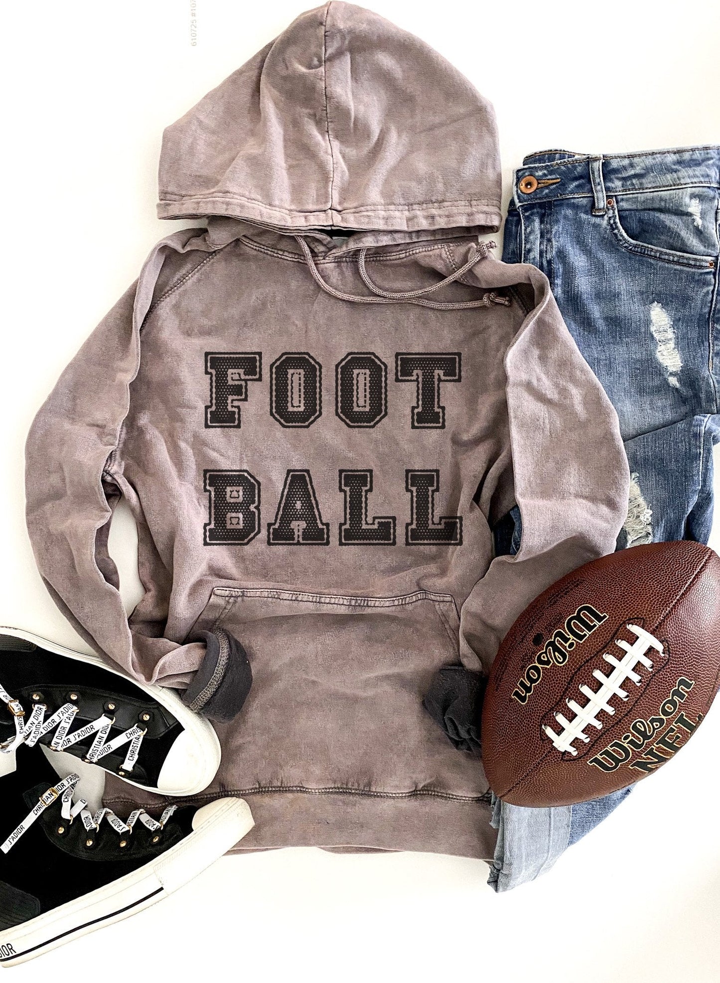 Football unisex vintage wash hoodie Football hoodie Lane Seven vintage hoodie XS Vintage zinc