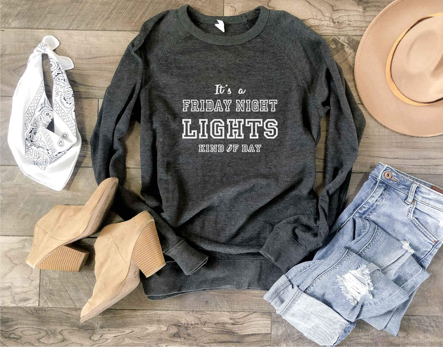 Friday night lights french terry raglan Football french Terry Lane seven French Terry raglan XS Charcoal