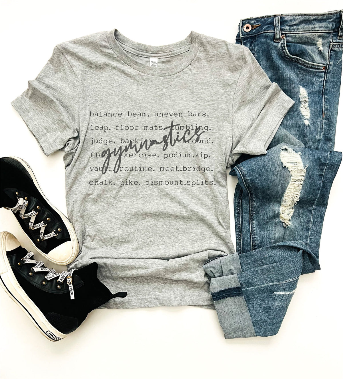 Gymnastics words tee Sports Bella canvas 3001 