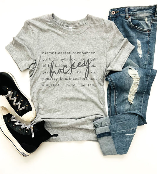 Hockey words tee Sports Bella canvas 3001 