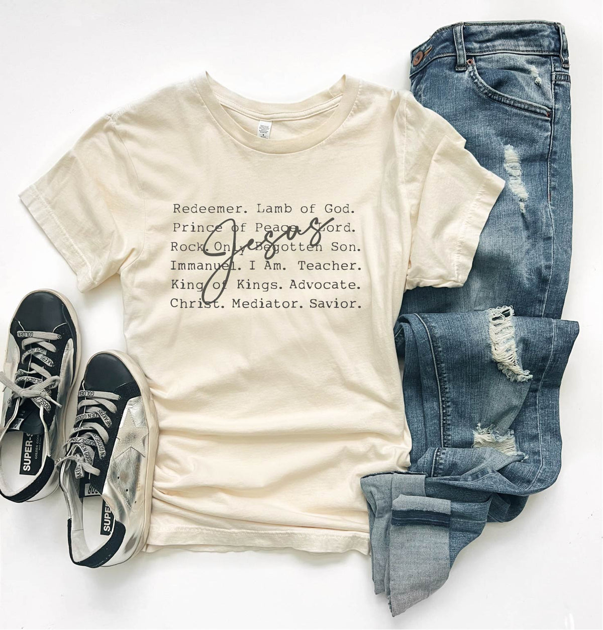 Jesus words tee Easter Bella canvas 3001 XS Cream 