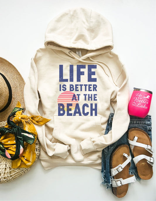 Life is better at the beach fleece hoodie Adventure hoodie Lane seven fleece hoodie 