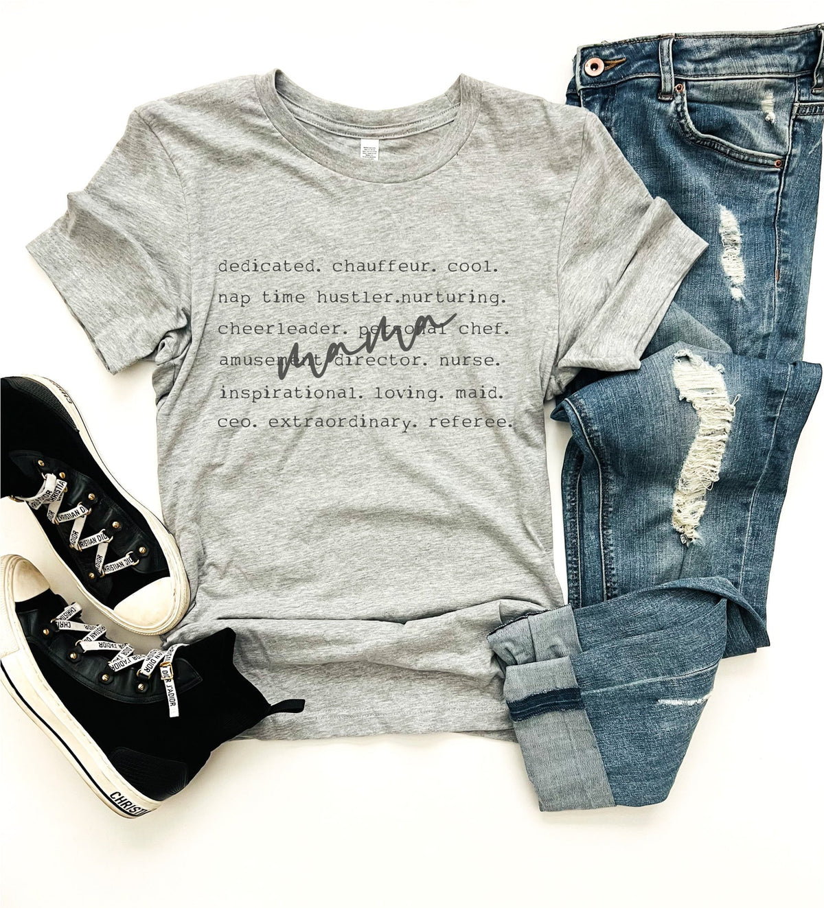 Mama words tee Mom collection Bella canvas 3001 