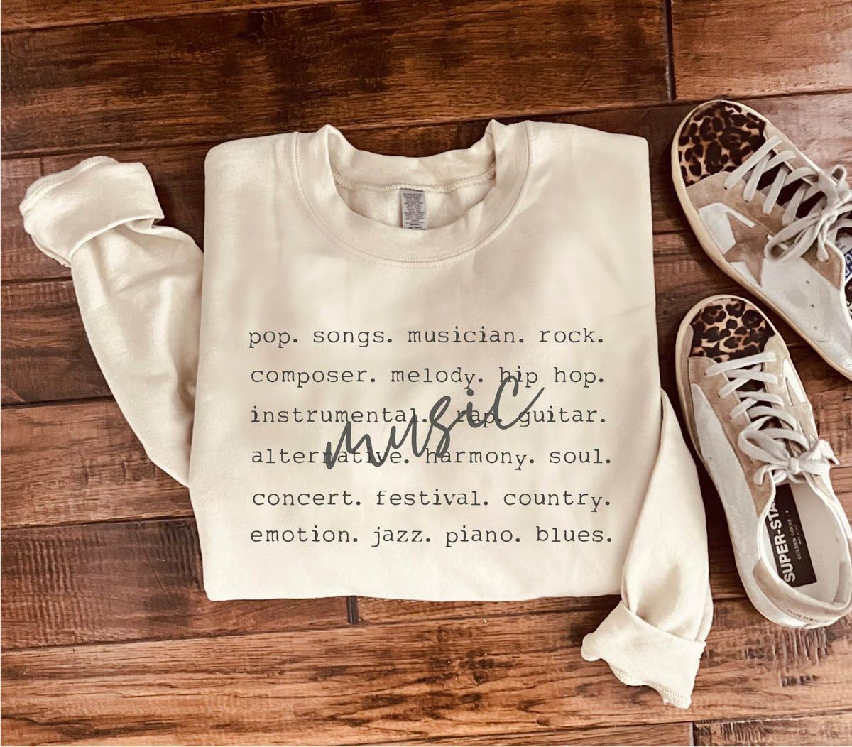 Music words basic sweatshirt Sports collection Gildan 18000 sweatshirt 