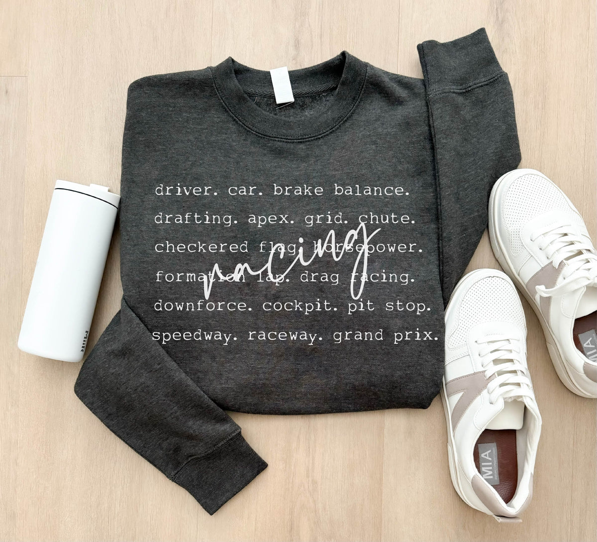 Racing words basic sweatshirt words Gildan 18000 sweatshirt 