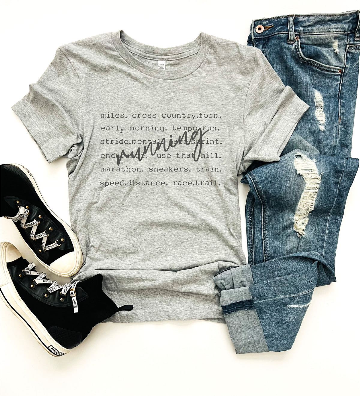 Running words tee words Bella canvas 3001 
