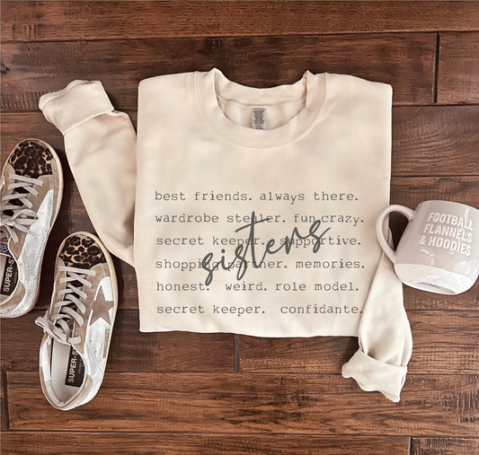 Sisters words basic sweatshirt Mom collection Gildan 18000 sweatshirt 