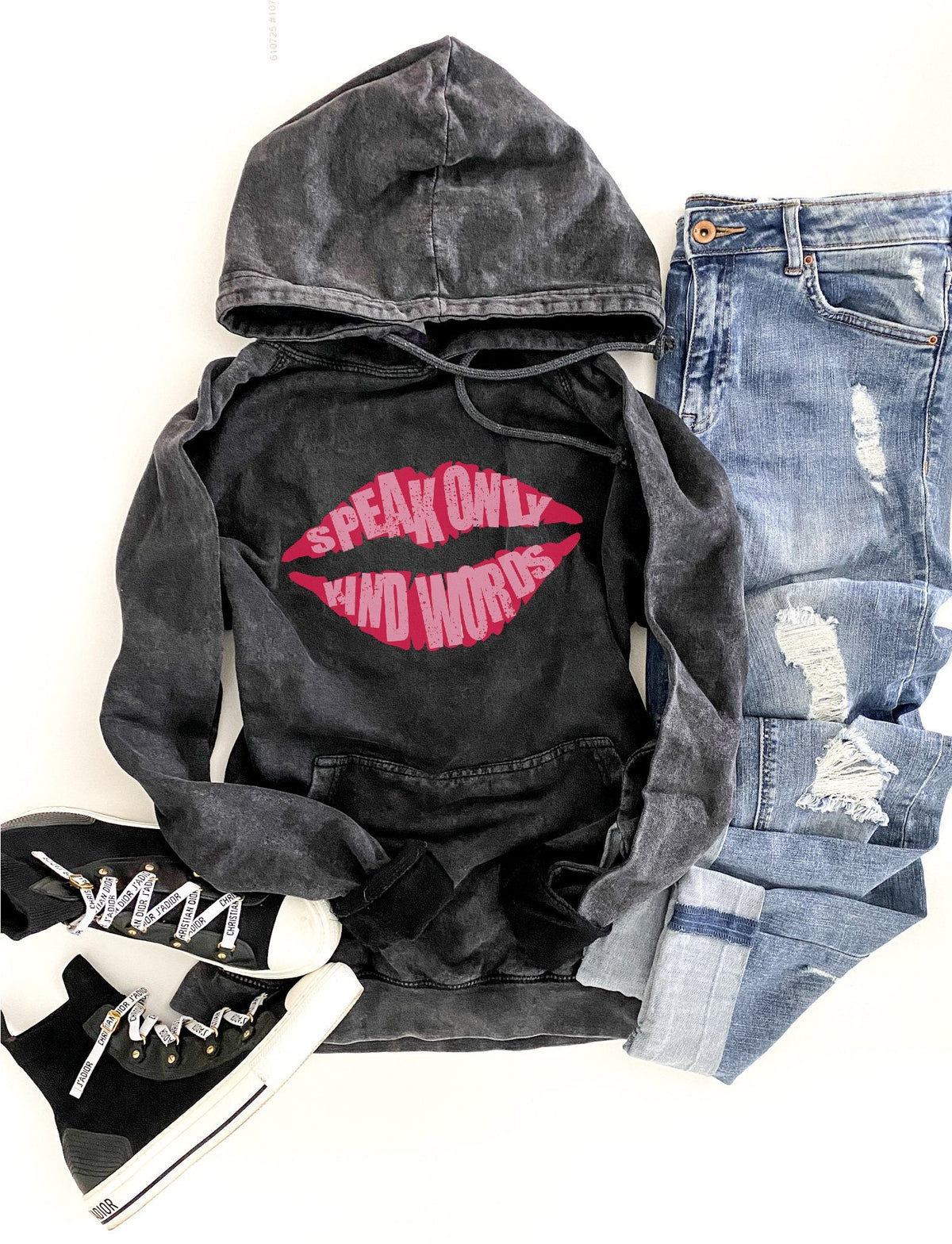Speak only kind words vintage wash hoodie Inspirational hoodie Lane seven vintage hoodie 