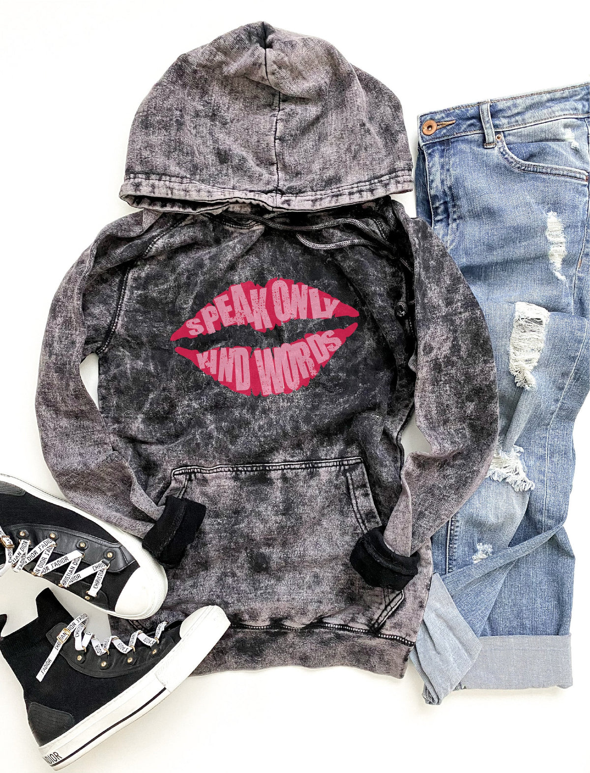Speak only kind words vintage wash hoodie Inspirational hoodie Lane seven vintage hoodie XS Vintage cloud 