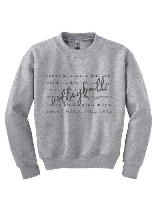 Volleyball words youth sweatshirt Sports collection Gildan 18000B youth fleece 