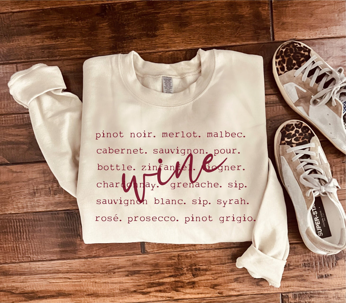 Wine words basic sweatshirt Sports collection, weight lifting, fitness Gildan 18000 sweatshirt 