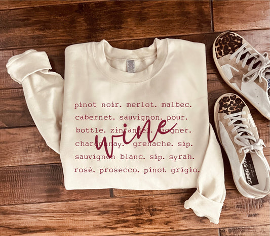 Wine words basic sweatshirt Sports collection, weight lifting, fitness Gildan 18000 sweatshirt 