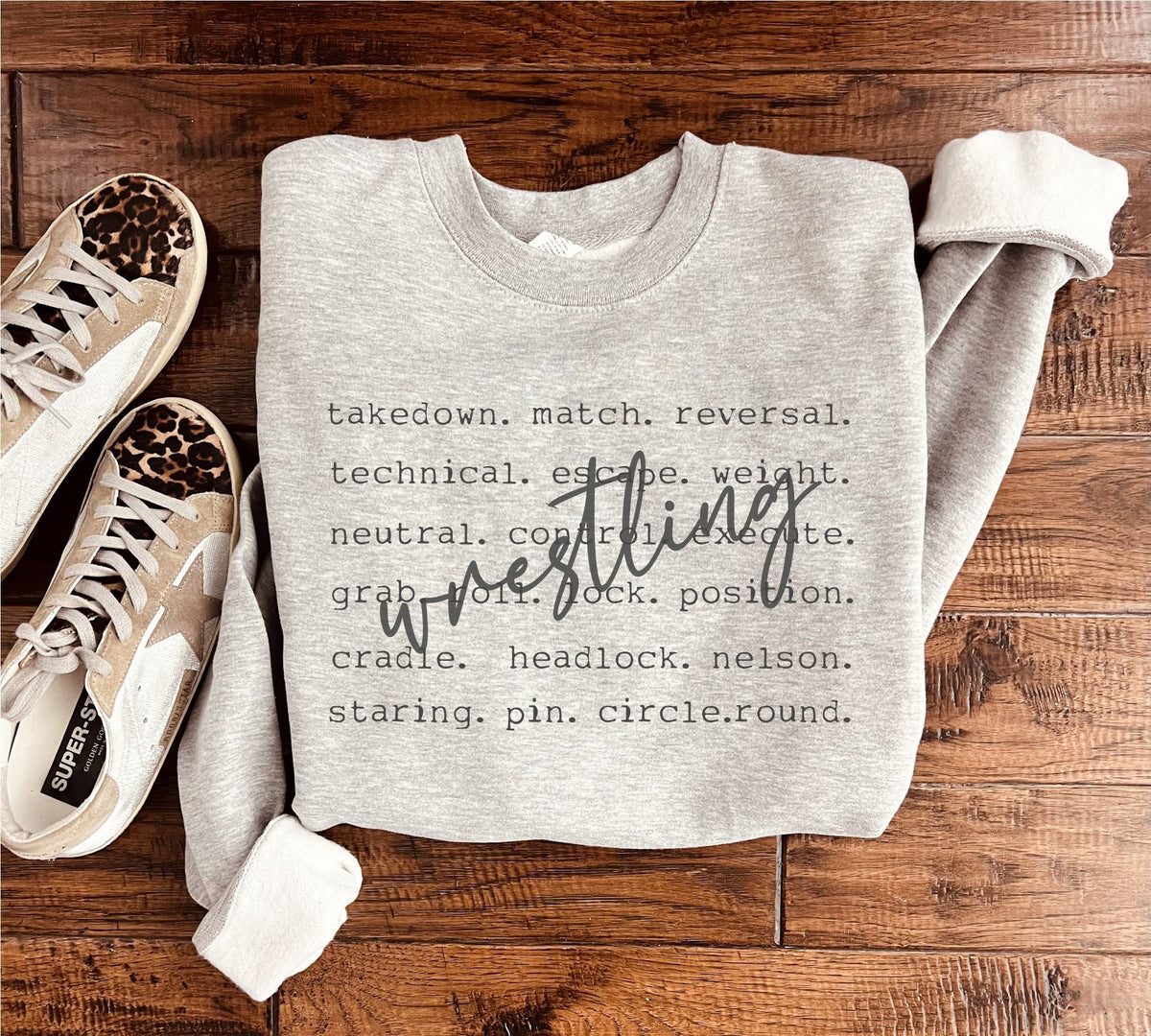 Wrestling words basic sweatshirt Sports collection Gildan 18000 sweatshirt 
