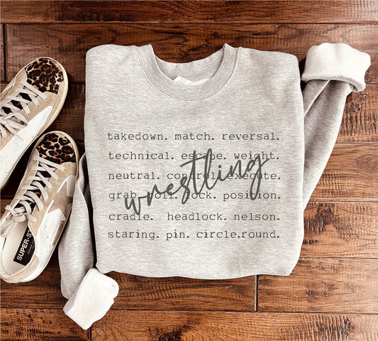 Wrestling words basic sweatshirt Sports collection Gildan 18000 sweatshirt 